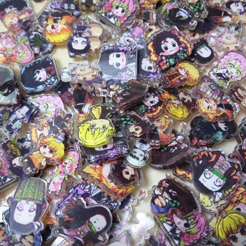Demon Slayer Mini Acrylic Flatbacks - 2cm & 4cm Anime Nhân Vật Trang Trí Vỏ Điện Thoại, DIY Slime Shaker Charms, Đồ Dùng Thủ Công Bằng Nhựa