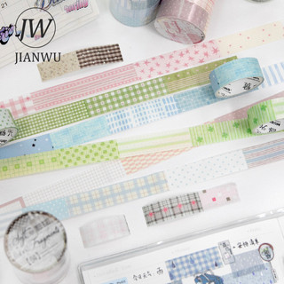JIANWU 5 Cuộn / bộ Phế Liệu Vải Series Vintage Gird Phong Cảnh Chất Liệu Cắt Băng Washi Sáng Tạo DIY Tạp Chí Văn Phòng Phẩm
