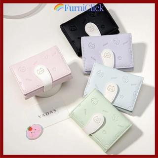 [Giao hàng từ Việt Nam] Ví nhỏ ngắn dễ thương FURNICLICK, Ví in hình mèo con PU, Hộp đựng thẻ sinh viên Túi ID nữ có khóa dây đeo Túi đựng tiền nữ