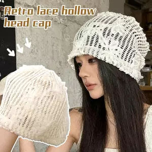 Mũ Beanie Dệt Kim Thoáng Khí, Thiết Kế Ren Hoa 3D – Thời Trang Nữ Xuân-Hè Hàn Quốc