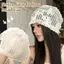 Mũ Beanie Dệt Kim Thoáng Khí, Thiết Kế Ren Hoa 3D – Thời Trang Nữ Xuân-Hè Hàn Quốc
