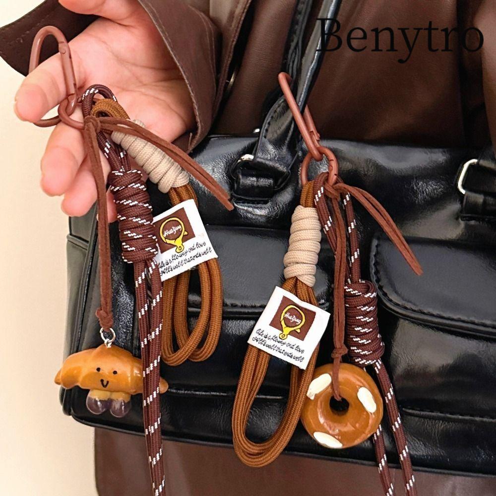 Mặt dây chuyền túi bánh mì nước kiềm BENYTRO, Mặt dây chuyền móc khóa thủ công bánh mì giả, Dây bện sáng tạo dành cho học sinh Túi treo phụ kiện quà tặng