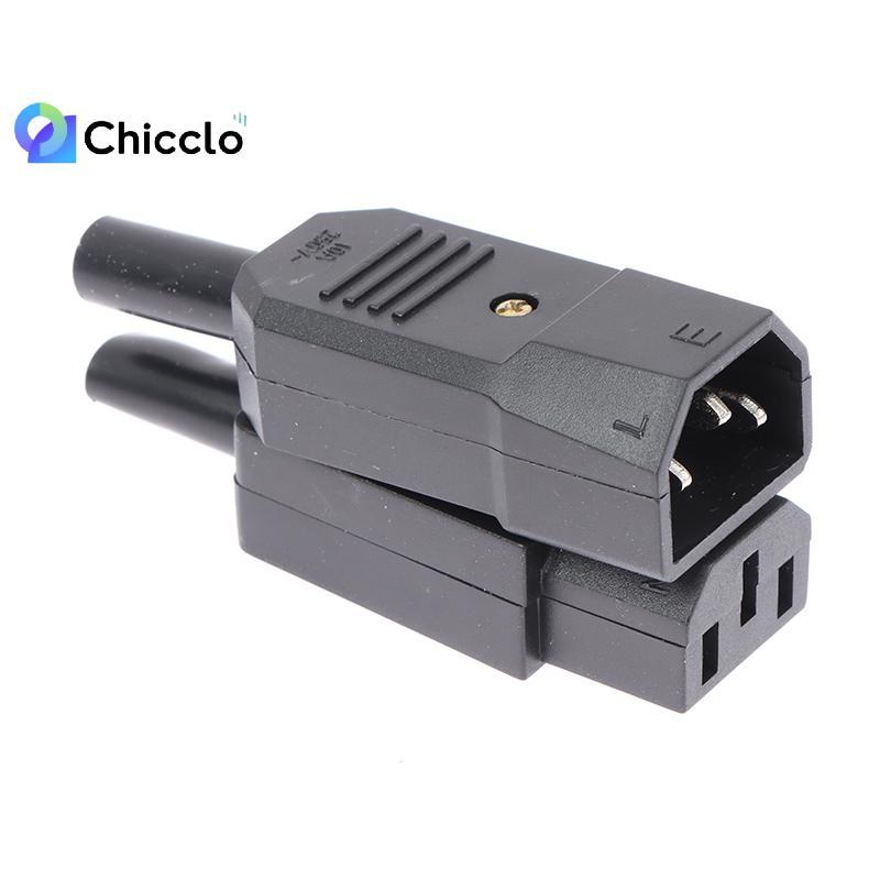 [chiccloset0] Đầu nối phích cắm cáp thẳng AC 3Pin C13 C14 10A 250V Phích cắm nam nữ đẹp