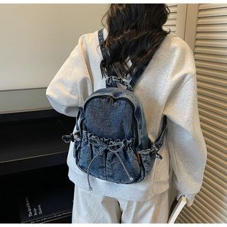 DULOREN Ba Lô Nữ 2026 Thời Trang Denim Đơn Giản Ba Lô Thường Ngày Phù Hợp Với Người Đi Học Nhỏ Túi
