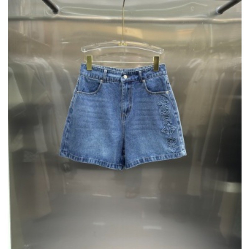 Quần short thêu Denim lưng cao mới dành cho nữ