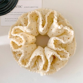 Kovoi / Xanh Chấm Bi Hai Lớp Ren Scrunchy Dây Buộc Tóc Nữ Cao Cấp Hàn Quốc Bóng Phụ Kiện Tóc Phong Cách Lười Băng Đô Đẹp