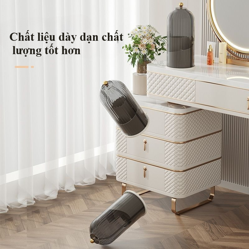 Hộp Đựng Cọ Trang Điểm Xoay 360° - Có Nắp Chống Bụi, Đế Xoay, Sắp Xếp Cọ & Mỹ Phẩm Gọn Gàng