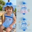 3m-4y Bé Gái Tankini Đồ Bơi Và Mũ Bơi Xù Viền Nơ Sọc In Hình Đồ Bơi Không Tay Cho Bé Tập Đi Bộ Đồ Tắm