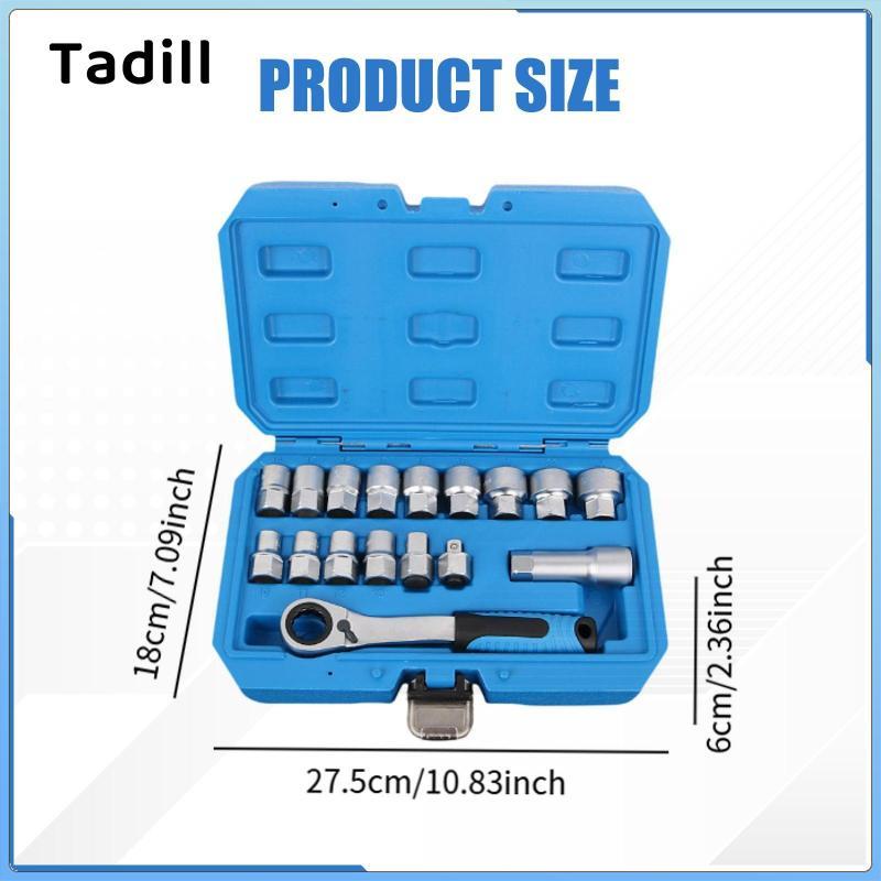 Bộ 17 ổ cắm tác động xuyên-bolt đa năng, cờ lê Ratchet, dụng cụ.