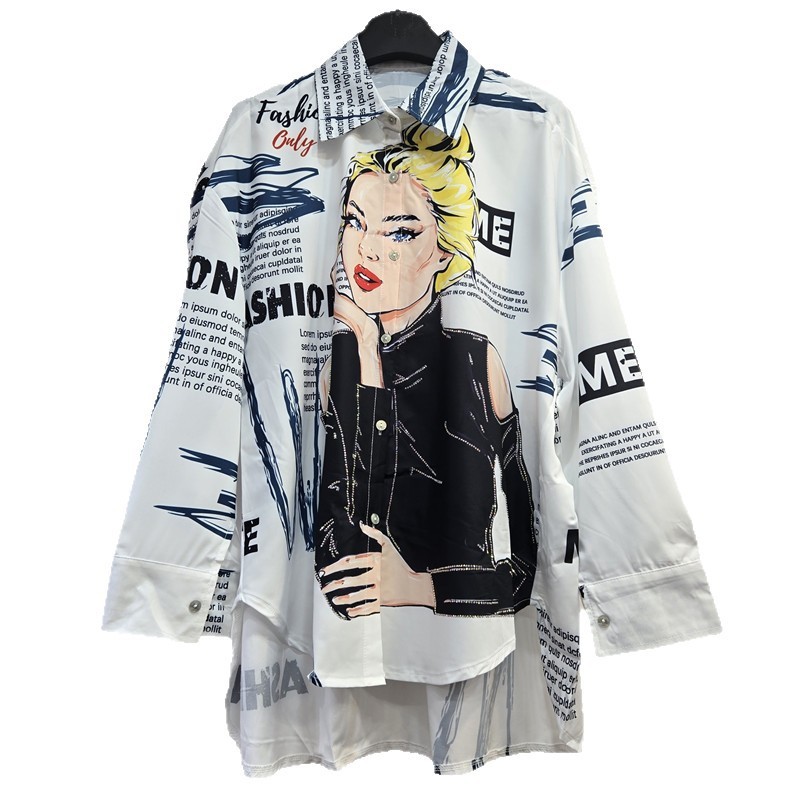 Áo Streetwear Công Nghiệp Nặng, In Chữ Nóng và Thiết Kế Kim Cương Nổi Bật Phù Hợp Mọi Vóc Dáng