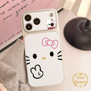 Vỏ hình mèo Kitty hoạt hình đơn giản đáng yêu tương thích cho IPhone XR 17 13 14 12 16 15 11 Pro Max Air 16 15 14 Plus 14 16 12 17 13 Pro Vỏ họa tiết da sáng tạo sang trọng