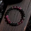 Vòng tay đính cườm Garnet tự nhiên Unisex - Pha lê đen & đỏ đậm - Miếng đệm bạc - Phong cách cổ điển thủ công