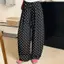 Quần ống rộng lụa chấm bi phong cách Hàn Quốc, dáng drape phù hợp eo cao