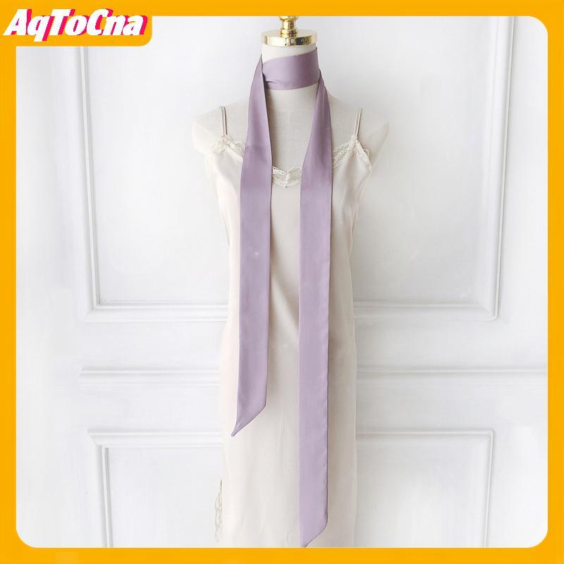 AqToCna Khăn Lụa Satin 5x200cm - Quàng Cổ Mỏng Dài & Dây Buộc Tóc