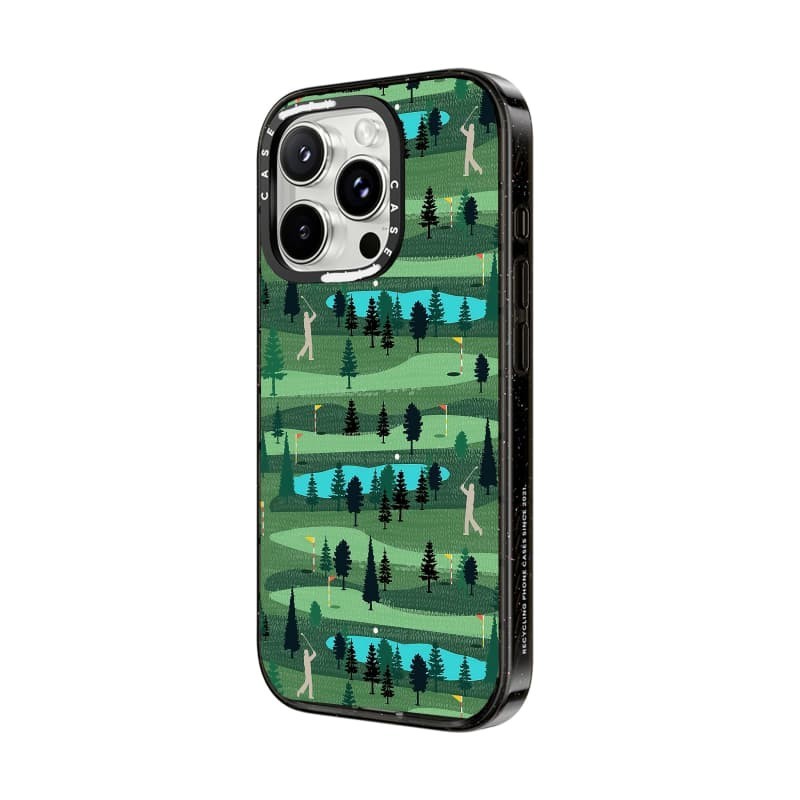 CASECASE X Golf Course Đen Cứng Từ Hút Tác Động Dành Cho Apple IPhone 12 13 14 15 16 17 Pro Max Plus Có Hộp