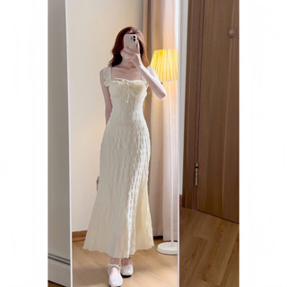 Váy maxi Hai dây ôm body dáng dài cánh tiên phong cách Hàn Quốc, Váy Hai Dây Cup Ngực Đuôi Cá
