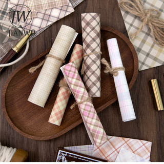 JIANWU Checkered Mist Series Vintage Gird Phong Cảnh Cắt Dán Thêu Sò Chất Liệu Giấy Sáng Tạo DIY Rác Tạp Chí Văn Phòng Phẩm