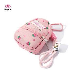 HWETR Dâu In Bapa Túi Đựng Tiền Xu Dễ Thương Ngọt Ngào Đổi Tiền Ví Có Móc Khóa Tai Nghe Di Động Túi Bảo Quản Ví