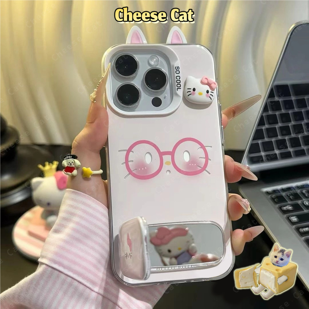 Dễ Thương Daze Kitty Hồng Khung Tai Mèo Ốp Lưng Điện Thoại iPhone 16 15 14 13 12 11 17 Pro Max Xs Max XR 16E 7Plus