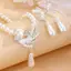 Bông Tai Ngọc Trai Nơ Lace Hợp Kim Vàng Bạc Phù Hợp Cho Bé Gái