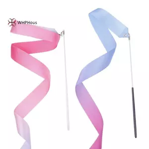 < WHPHous-t > Ruy Băng Khiêu Vũ 2M Nhịp Điệu Cô Gái Nghệ Thuật Thể Dục Dụng Cụ Ballet Streamer Cần Xoay Cầu Vồng Sti Huấn Luyện Thể Thao Ruy Băng Vũ Công Đũa Phép Đẹp