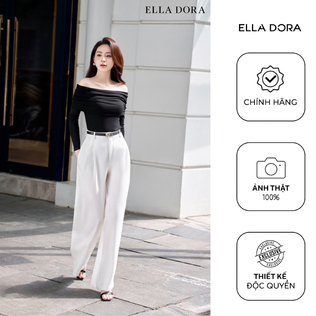 Quần ống suông nữ ELLA DORA dáng dài form đẹp thanh lịch phong cách công sở màu TRẮNG [Q29]