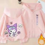 Kuromi Girls Zip Áo Hoodie hoạt hình Áo khoác có mũ trùm đầu thời trang Trang phục thường ngày cho trẻ em