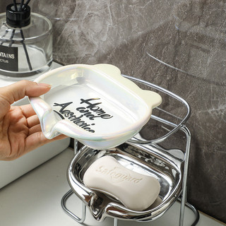 Sáng Tạo Đầu Gấu Hộp Xà Phòng Gốm Thoát Nước Hộ Gia Đình Không Nước Ánh Sáng Sang Trọng Đơn Giản Nhiều Lớp Hộp Xà Phòng Không Đục Lỗ FD3Y