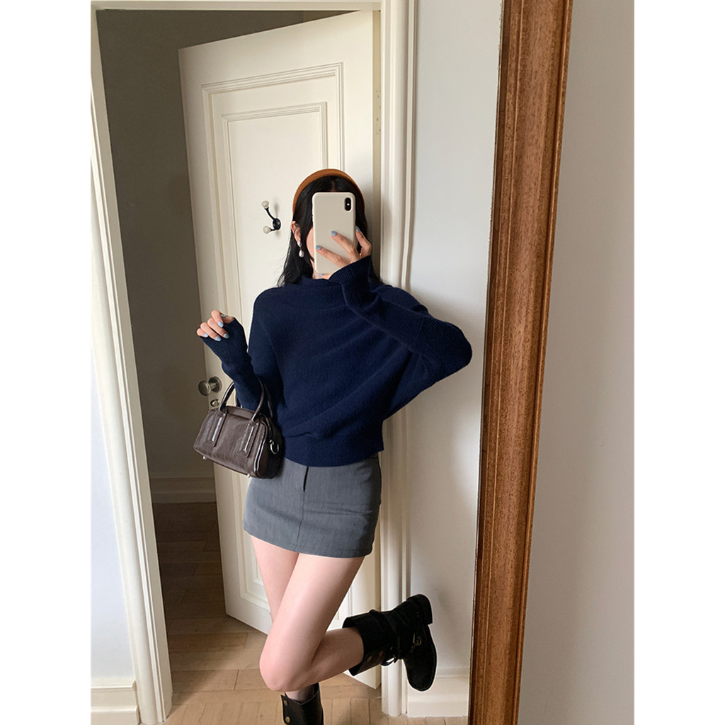 SUXI Áo len cổ Mock Neck phong cách Hàn Quốc giản dị dành cho nữ 251220