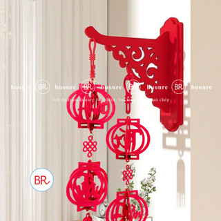 [Trang Trí Tết 2026]Combo 2 Khánh Đèn Lông Treo Tường Ép Nhung 5 Quả Dán Tường Kèm Giá Đỡ Decor Nhà Cửa, Quán Cafe ANGI
