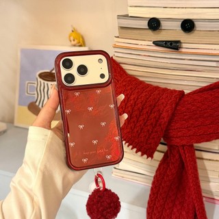 Vỏ điện thoại bóng sang trọng họa tiết sông băng màu trắng nơ màu trắng Hàn Quốc cho iPhone 17Promax 14 15 16 Pro Max 13 Sweet Girly Vỏ di động hai lớp imd chống sốc