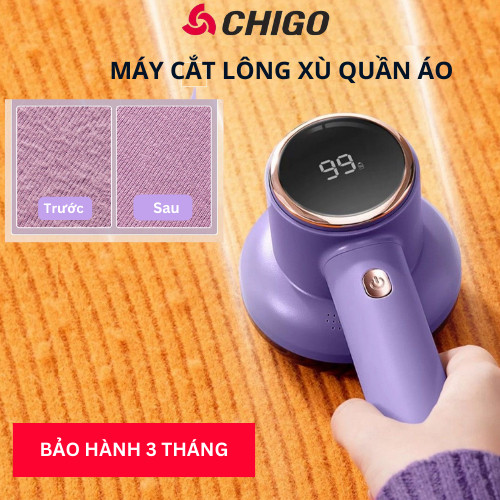 Máy Cắt Lông Xù Quần Áo CHIGO Màn Hình LED Điện Tử 6 lưỡi, 3 Tốc Độ Quay Có lưỡi cắt thay thế