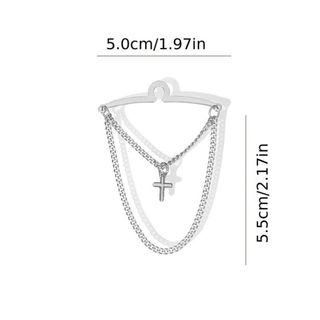 Kẹp cà vạt MIKYCO màu bạc, có bùa thánh giá và dây buộc nam, làm từ đồng thau dễ sử dụng