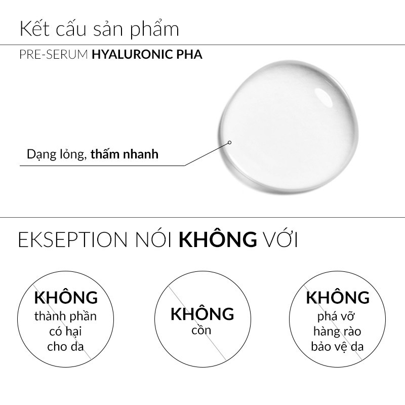 Pre-Serum Hyaluronic 2% PHA 5% EKSEPTION 75ml dưỡng ẩm da, giúp da sáng và căng mọng