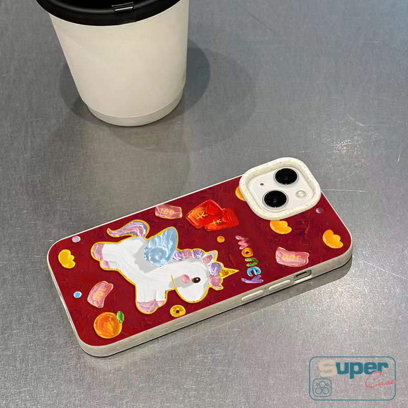 Ốp Lưng Tương Thích Cho IPhone 17 16 15 13 11 14 12 Pro Max XR Air 7Plus 6 7 14 6s 15 16 8 Plus X XS Max SE 2020 Hoạt Hình Thời Trang Ngựa Dễ Thương Kỳ Lân Thỏi Hoa May Mắn