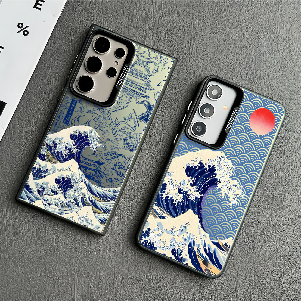 Ốp điện thoại cứng Great Wave of Kanagawa Micro Matte cho Samsung S26/S25/S24/S23/S20/S21/S22, FE, A56/A17S24+, chống sốc