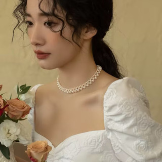 Vòng cổ thép không gỉ nhiều lớp ngọc trai, thiết kế vintage thanh lịch, phù hợp hàng ngày
