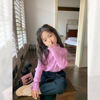 Mùa Thu Đông Bé Gái Phong Cách Phương Tây Phù Hợp Với Nấm Cạnh Dệt Kim Trẻ Em Lớn Trẻ Em Thường Ngày Sang Trọng Mồ Hôi