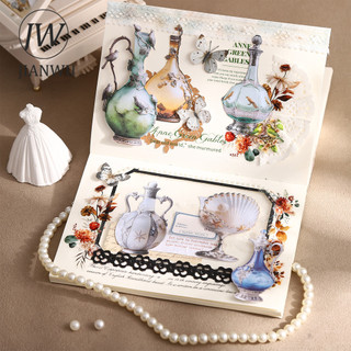 JIANWU Rococo Bộ Sưu Tập Series Vintage Bướm Hoa Chai Vật Liệu Phong Cảnh Cắt Dán Sáng Tạo Tạp Chí Văn Phòng Phẩm