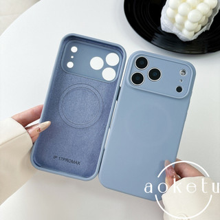 Ốp điện thoại silicon lỏng mới cho iPhone 17, Apple 16 Pro Max có hộp hút từ tính tích hợp, vỏ bảo vệ toàn diện 17 Pro chống rơi 16, cảm giác cao cấp và mềm mại