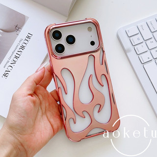 Ốp điện thoại ngọn lửa rỗng cá nhân phù hợp cho vỏ tản nhiệt iPhone 17 Promax 16pro / 15pro sáng tạo phong cách cặp đôi 14 vỏ mềm 13 vỏ mềm chống rơi