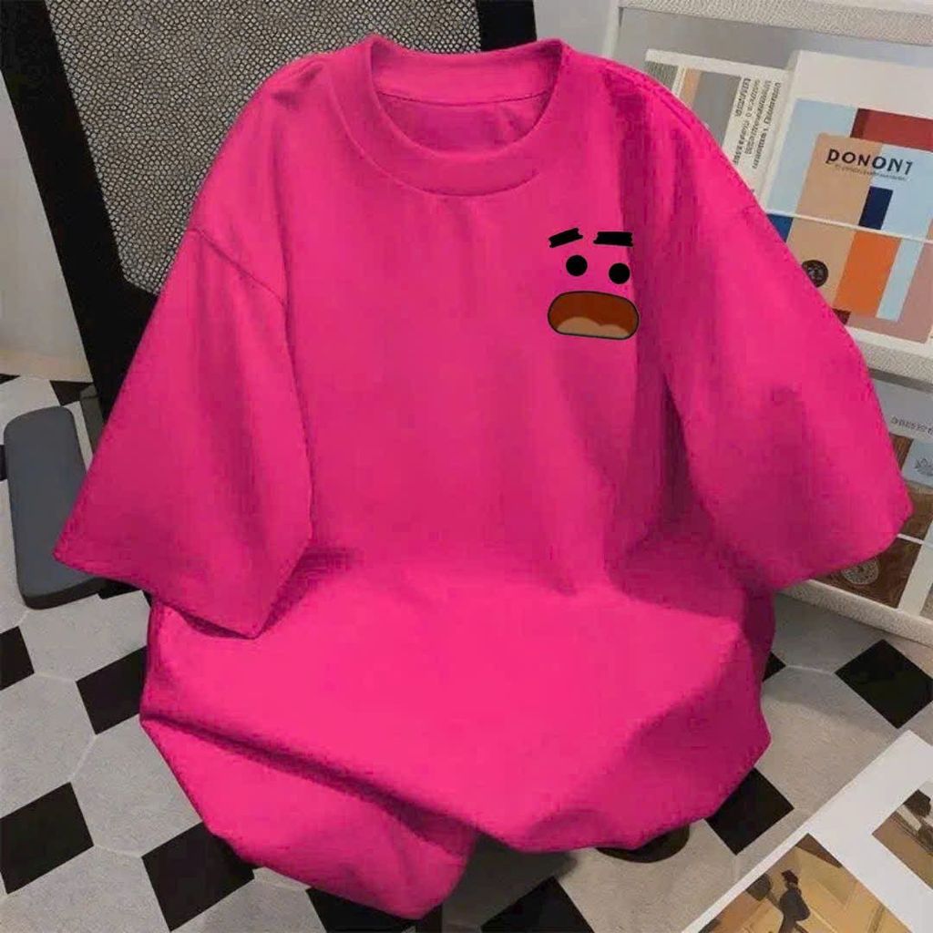 Áo phông unisex tay lỡ cotton su  free size-Hình MẶT BUỒN IN NGGUC