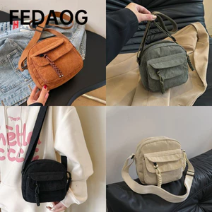 Túi đeo vai FEDAOG, Túi xách vuông nhỏ nhiều lớp đa năng, Dây kéo vải nhung Phụ kiện du lịch Túi đeo chéo dành cho nữ