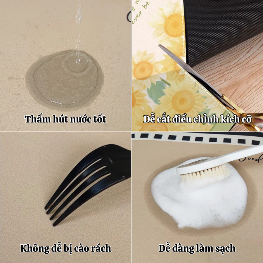 【COD】Bộ 3 thảm lọc nước nhà bếp với lớp bùn tảo cát siêu thấm, đế cao su chống trượt, giữ bồn rửa luôn khô ráo sạch sẽ.