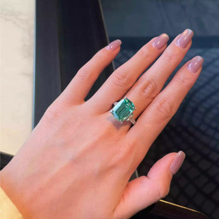 Phong cách mới từ châu Âu và Mỹ - Nhẫn kim cương nữ hình vuông với đá cắt cao cấp nhiều màu sắc