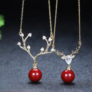 Vòng cổ dát cinnabar phong cách hươu, mặt dây chuyền thanh lịch