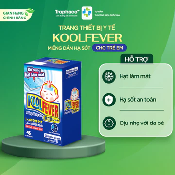 TTBYT Miếng Dán Hạ Sốt Koolfever Dành Cho Trẻ Em Traphaco - Hỗ Trợ Hạ Sốt, Mát Da, Giảm Nhiệt Hộp 8 Gói