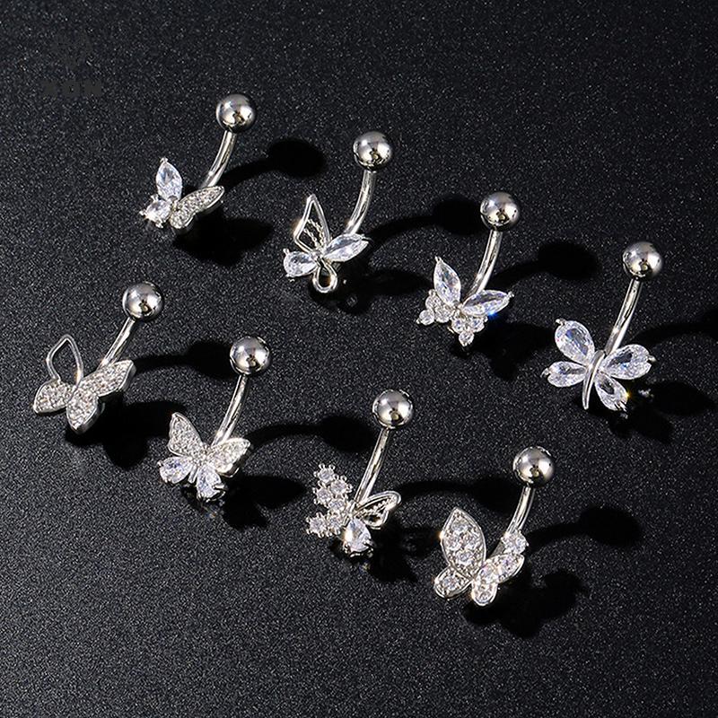 Nhẫn nút nơ bướm zircon dành cho rốn, gợi cảm - Trang sức cơ thể phù hợp làm quà tặng cho nữ và bé gái