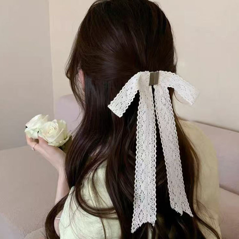 Mới Kẹp Tóc Ren Nơ Satin Cao Cấp, Tinh tế và Dễ Dàng Tháo Lắp