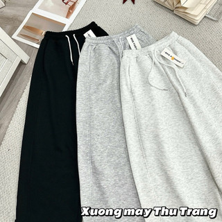 Quần Baggy Nỉ Loại 1, Lưng Cao, Dày Dặn, Lưng Chun Co Giãn, Thiết Kế Trơn Basic, Túi Hai Bên Tiện Lợi, Dễ Phối Đồ